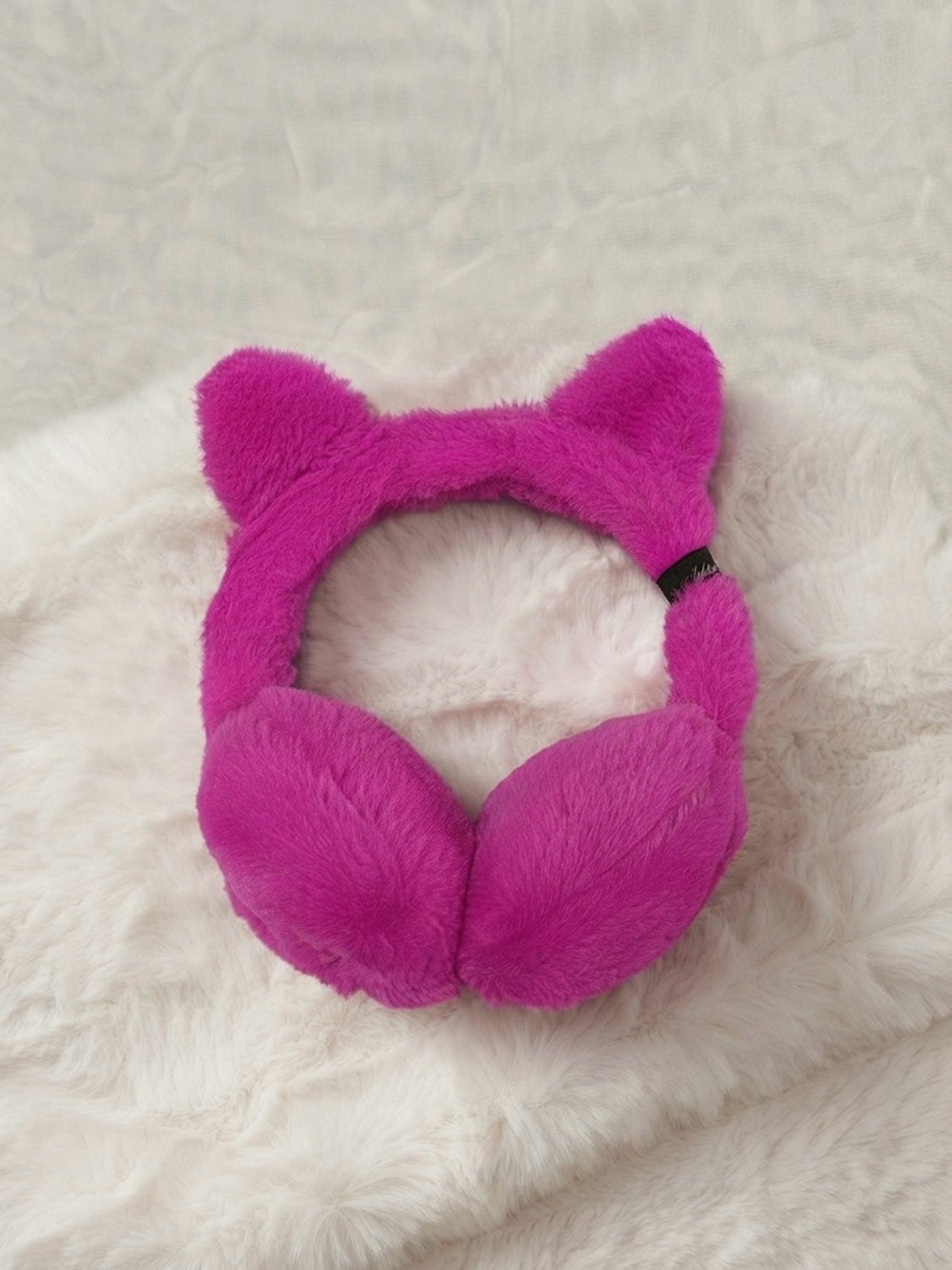Y2K Baby Phat Hot Pink Faux Fur Cat Ear Earmuffs Embroidered Logo One Size